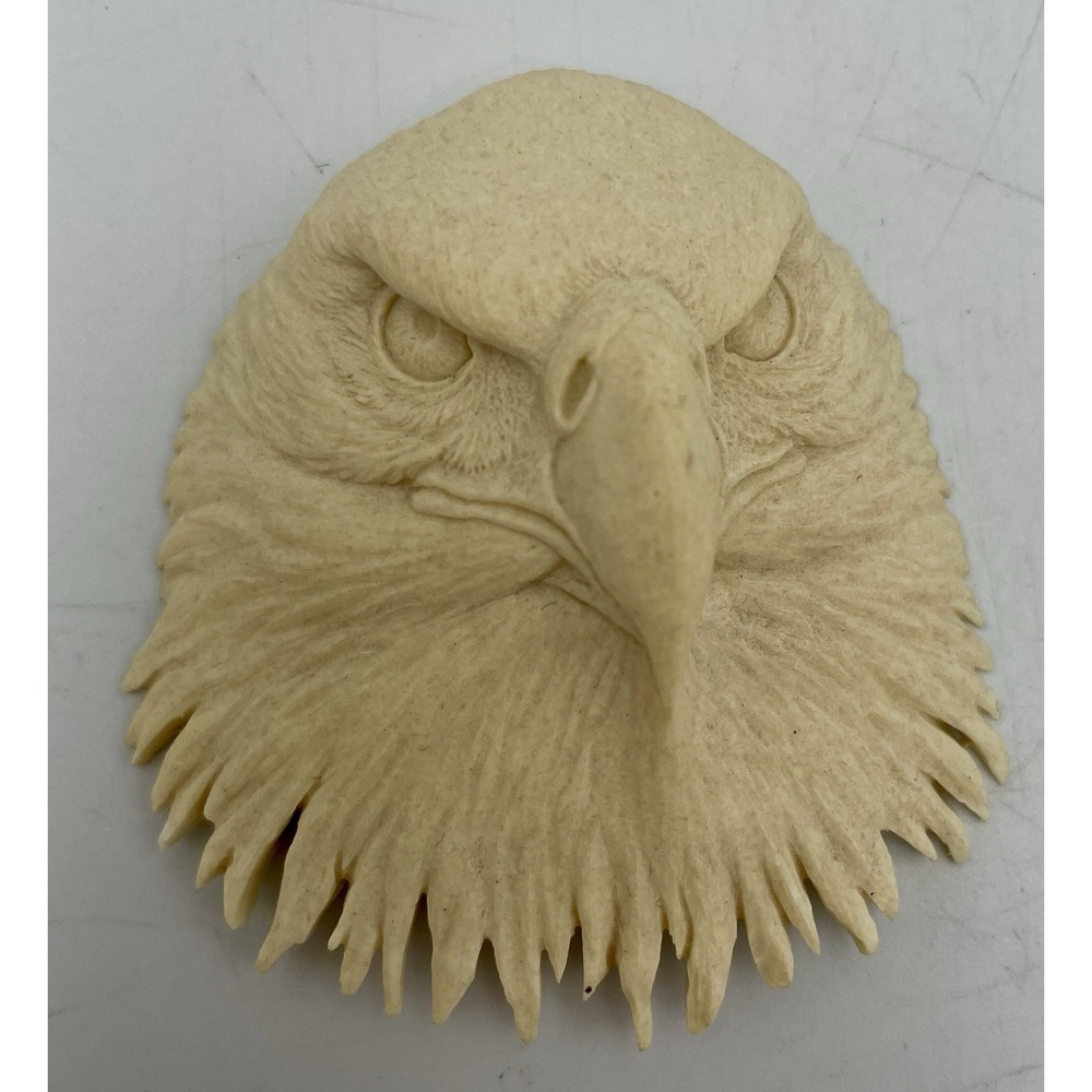 Rasmussen Vtg. 2001 Cast Antler Wildlife Relief Carving Eagle Signed Unpainted